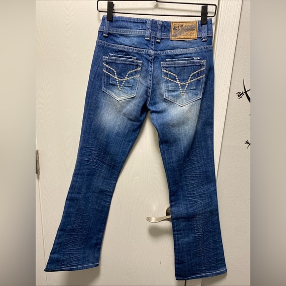 Vigoss Studio Size 0 25 Jeans Girls Womens Boot Cut Jeans Medium Wash low rise - Picture 1 of 11